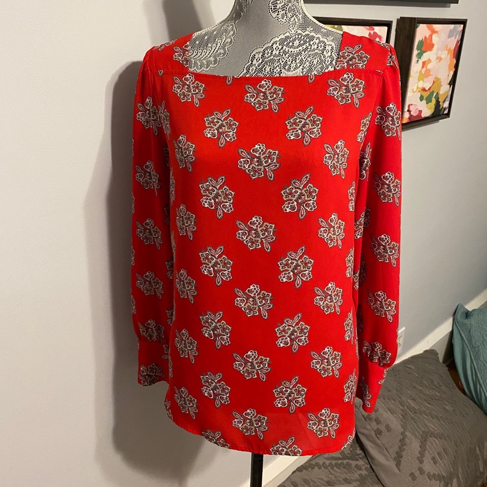 LOFT red long sleeve blouse